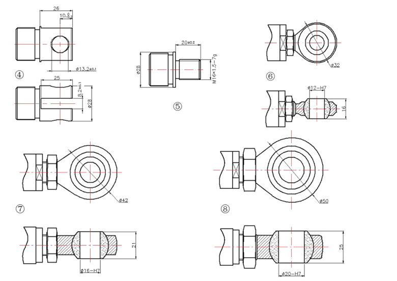 醫(yī)療電動推桿UL4前段接口結構圖